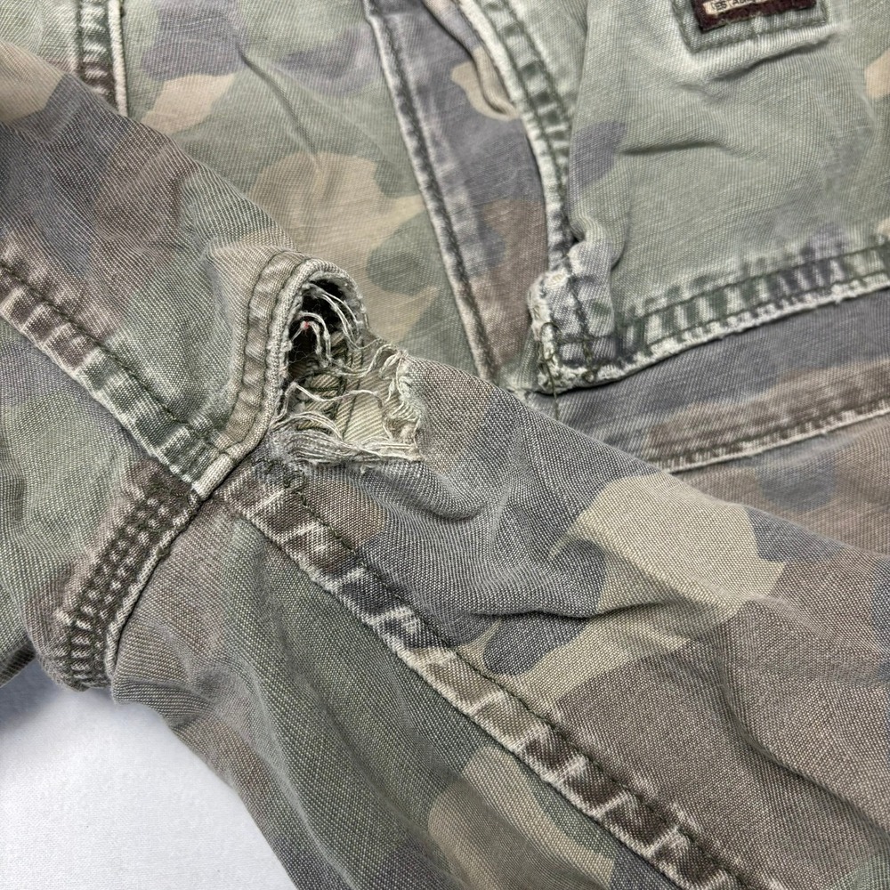 Y2K Abercrombie & Fitch Cargo Shorts Mens 32 Camo Vintage Fatigues Paratrooper - Picture 11 of 13